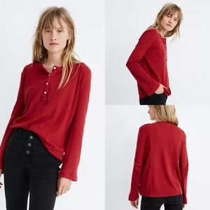 Madewell Garment Dyed Thermal Henley Tee Size XS